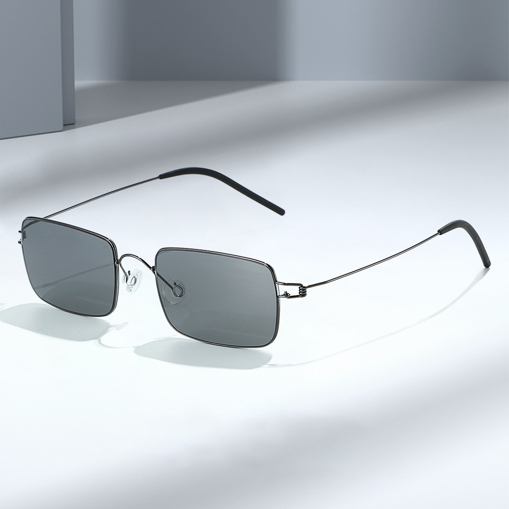 Wholesale Men Rectangle Sunglasses Metal Frame Retro Screwless Design - Everful