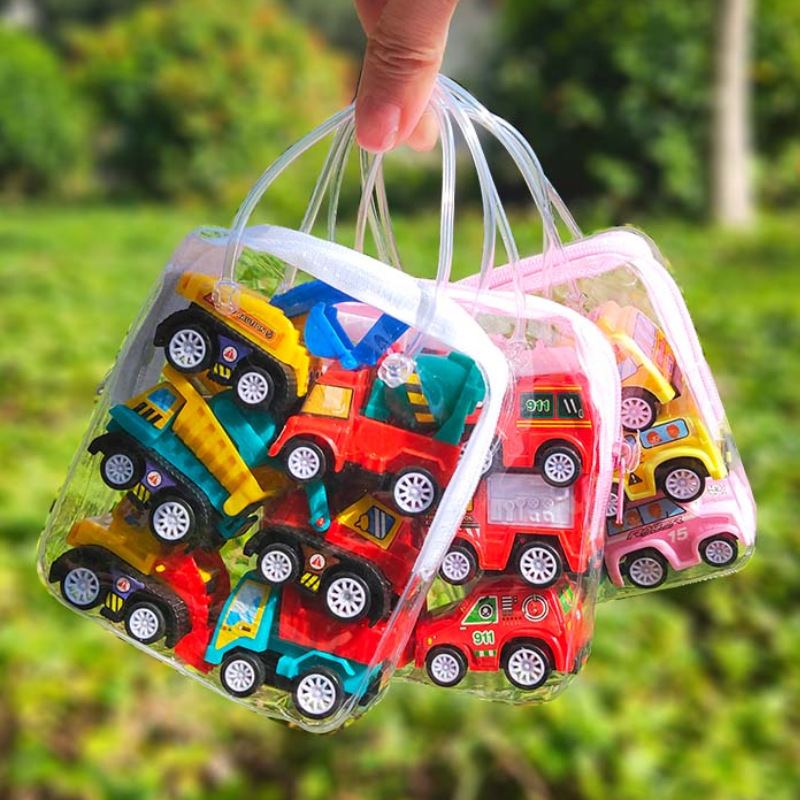 Mini Pull Back Toy Car Set Plastic Engineering Fire Truck City Service Vehicles Cartoon Educational Toys For Kids Gifts