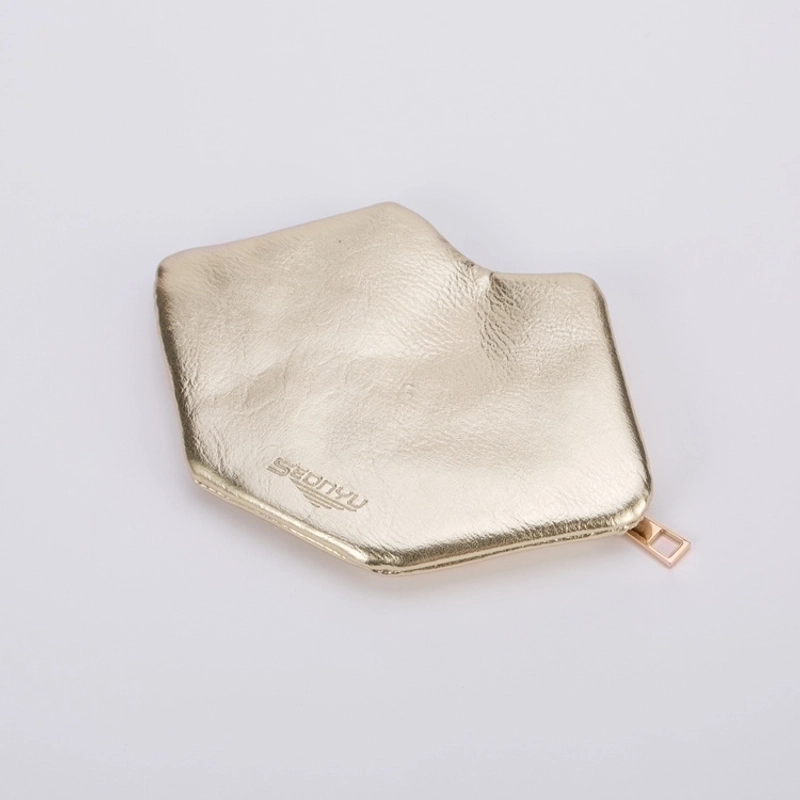 Creative Lip-Shaped Coin Purse PU Leather Metallic Gold Mini Card Key Pouch For Women Daily Small Item Storage Bag