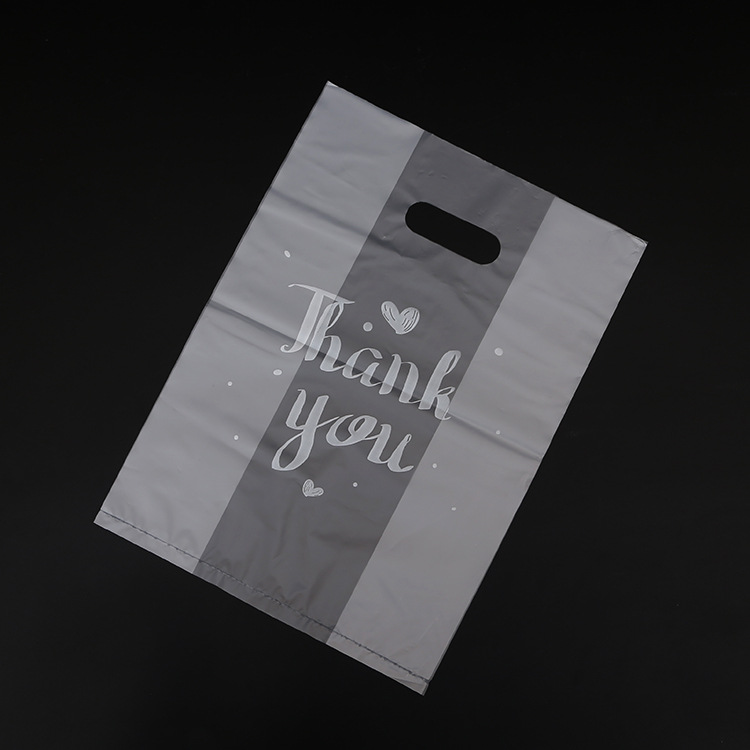Thank You Frosted Plastic Packaging Bags Translucent Gift Tote Bags With Die-Cut Handle For Bakery Bread Dessert Packaging Party Favors Candy Bags
