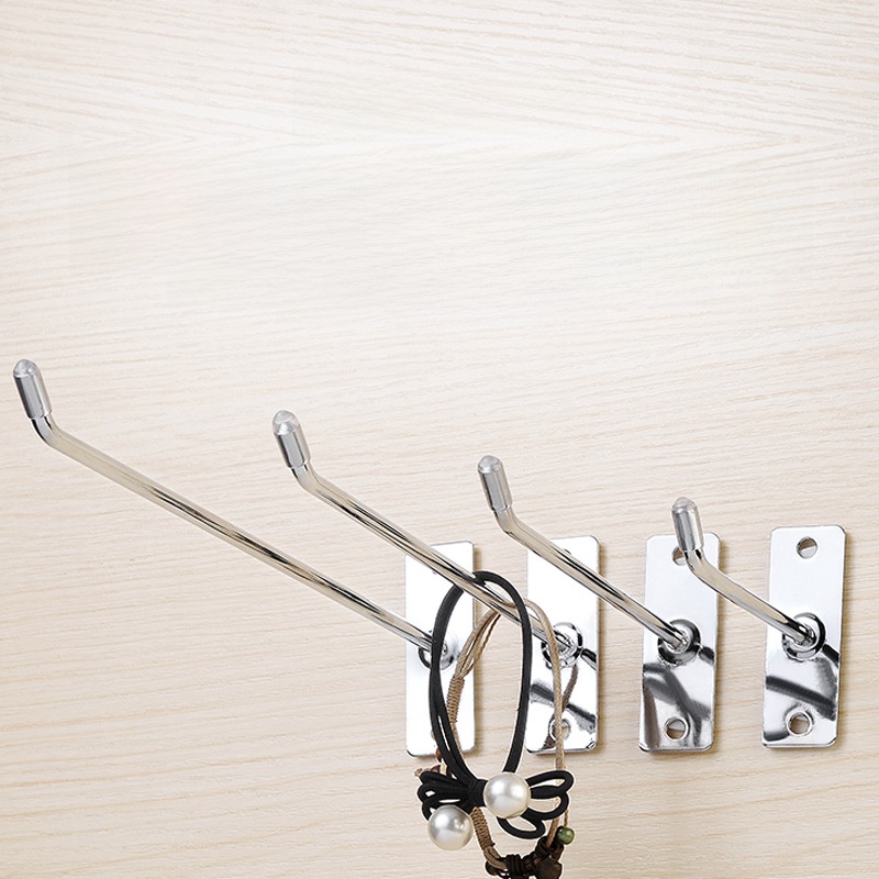 Metal Wall Mounted Single Hooks Heavy Duty Chrome Plated Iron Display Hooks For Shop Store Home Storage Kitchen Organization Silver Single Line Hooks With Screws