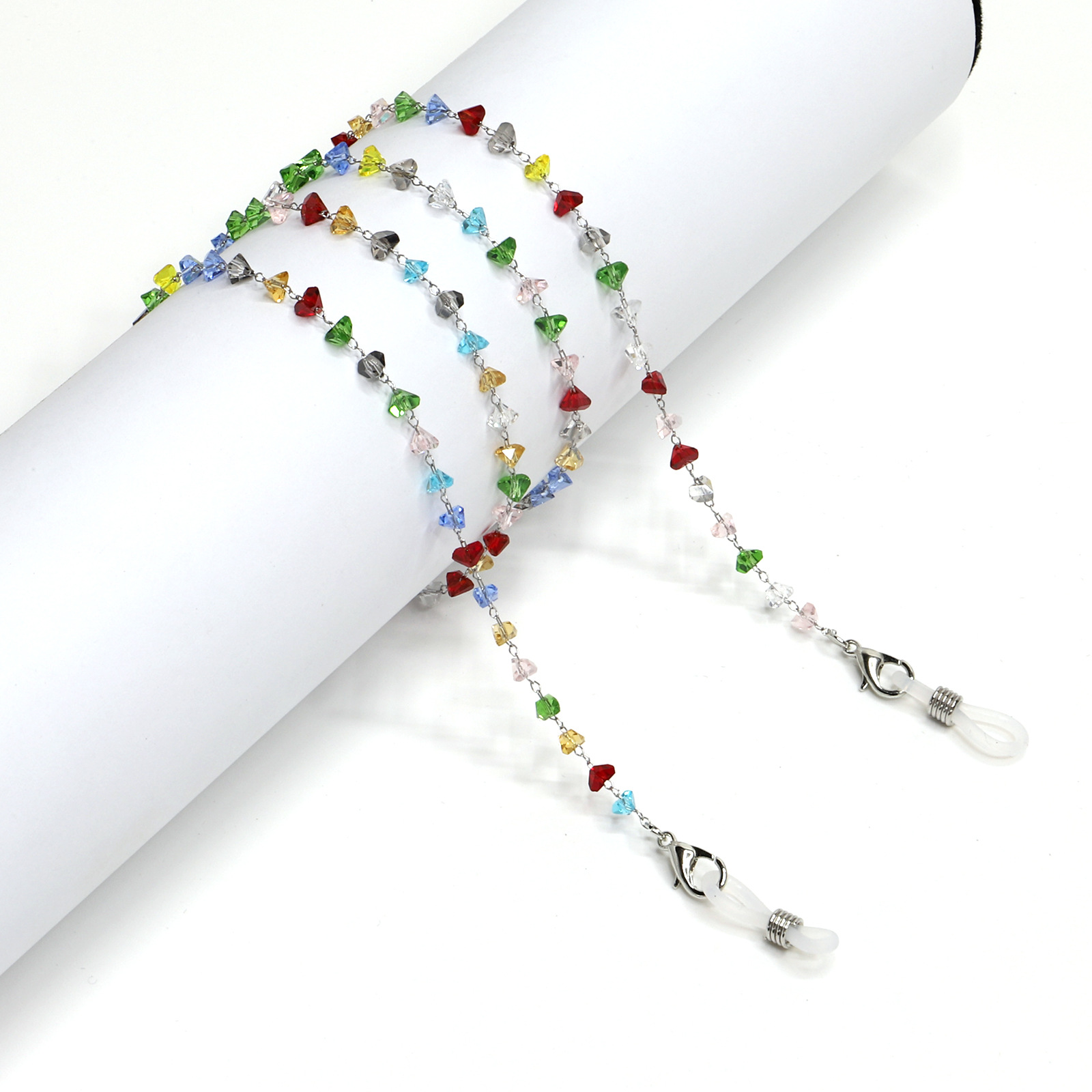 Colorful Crystal Beads Stainless Steel Chain Sunglasses Chain Anti-slip Eyewear Retainer Lanyard For Women Fashion Glasses Strap Neck Cord