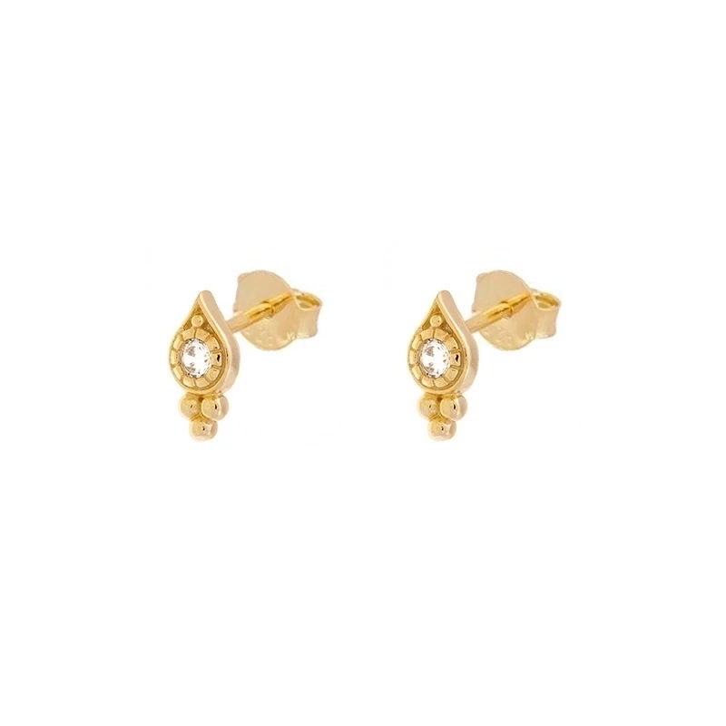 Teardrop Stud Earrings Zircon Geometric Copper Jewelry With 925 Sterling Silver Earring Post