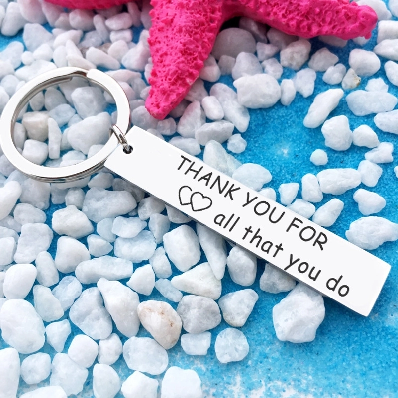 Stainless Steel Engraved Keychain Thank You For All That You Do Heart Pendant Key Ring Gratitude Gift For Teacher Nurse Boss Employee