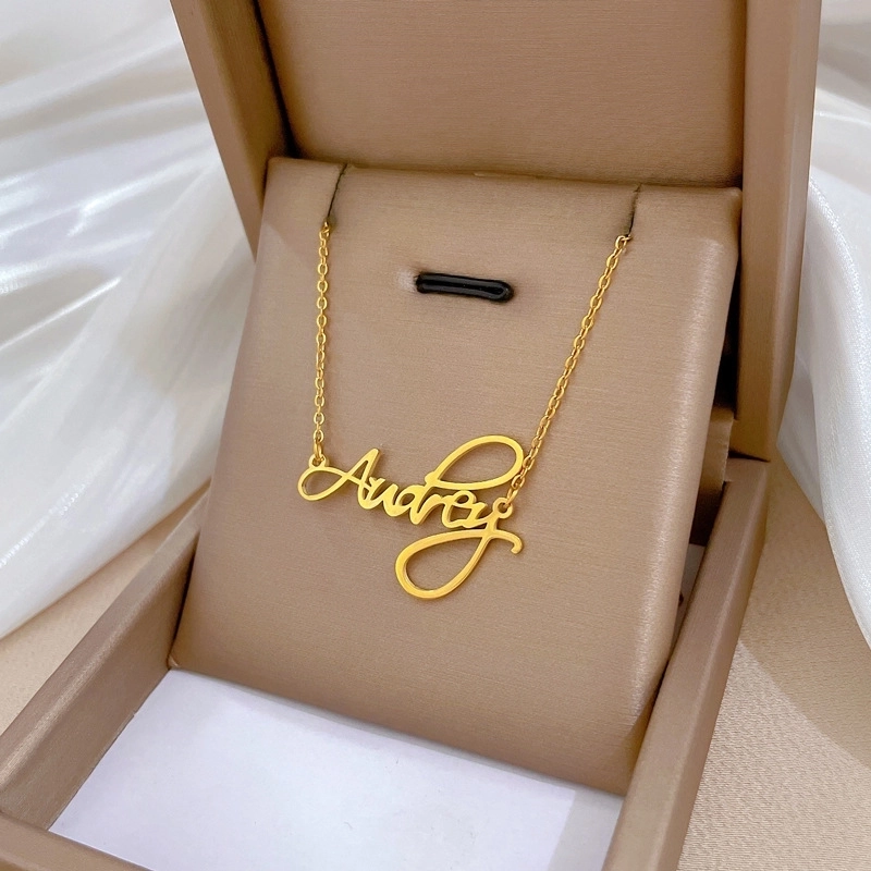 Audrey Letter Name Necklace Titanium Steel Minimalist Gold Plated Choker Elegant Jewelry For Women