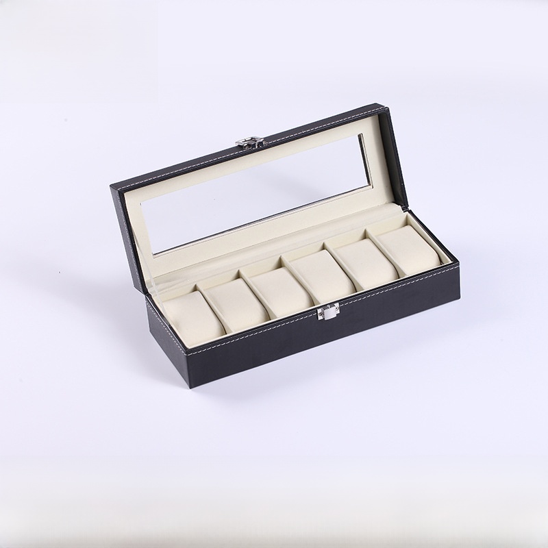 PU Leather Watch Box Organizer Case With Glass Top Display Multi Slots Watch Storage Case With Metal Lock Velvet Lining For Men Women Watch Collection Display