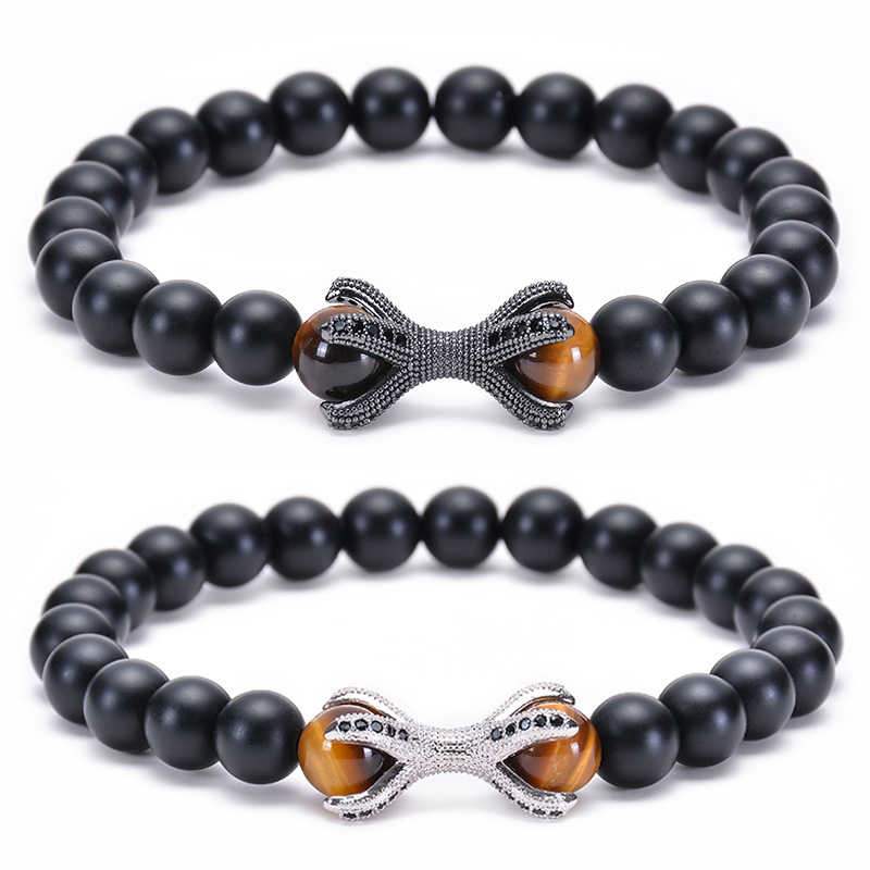 Hot Sale Natural Stone Frosted Agate Bracelet With Rhinestone Octopus Elastic Cord Bracelet