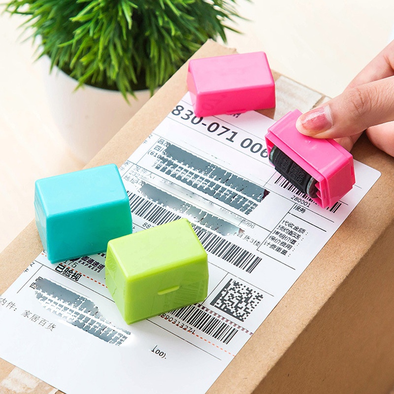 Portable Privacy Protection Roller Stamp PP Plastic Scrambled Text Garbled Character Identity Guard For Courier Bill Package Home Office Stationery