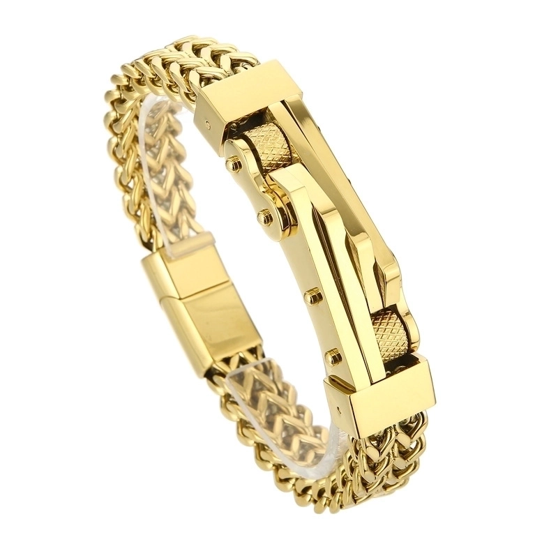Stainless Steel Bracelet Bike Chain Braided Heavy Duty Clasp Hip Hop Rock Jewelry For Men