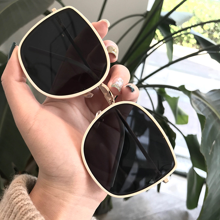 Wholesale Women Square Sunglasses Large Frame UV400 Metal Plastic Retro - Everful