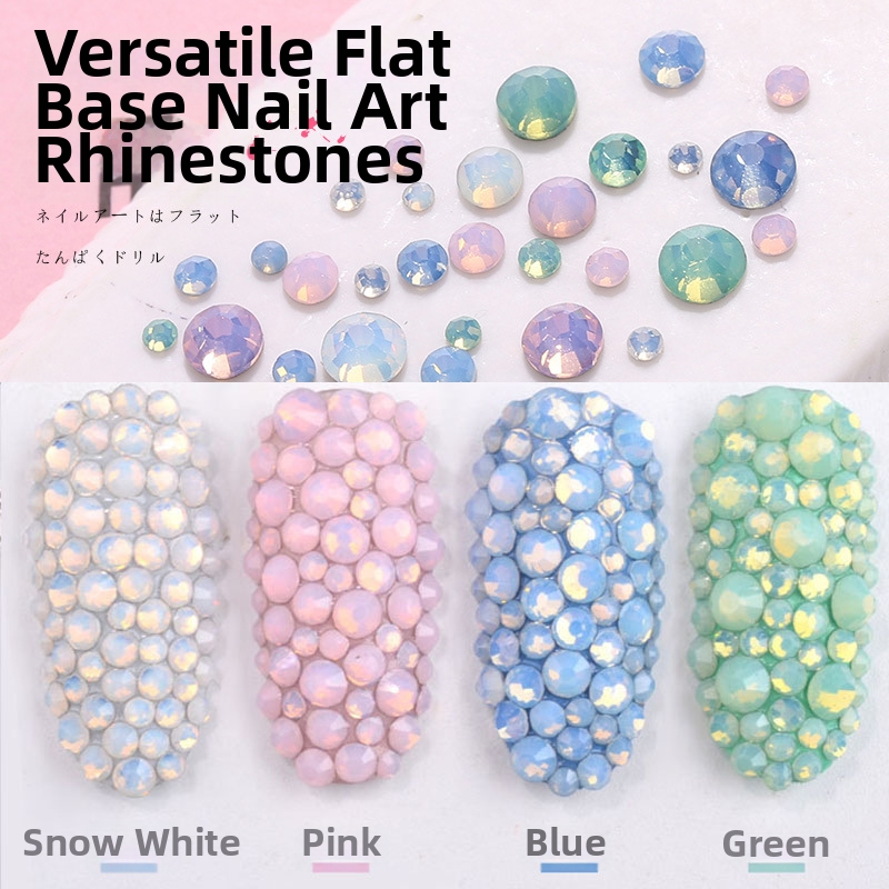 Flatback Nail Art Rhinestones Crystal Glass Opal Colors Round Shape Multi-sized For DIY Manicure Decoration Manicure Jewels