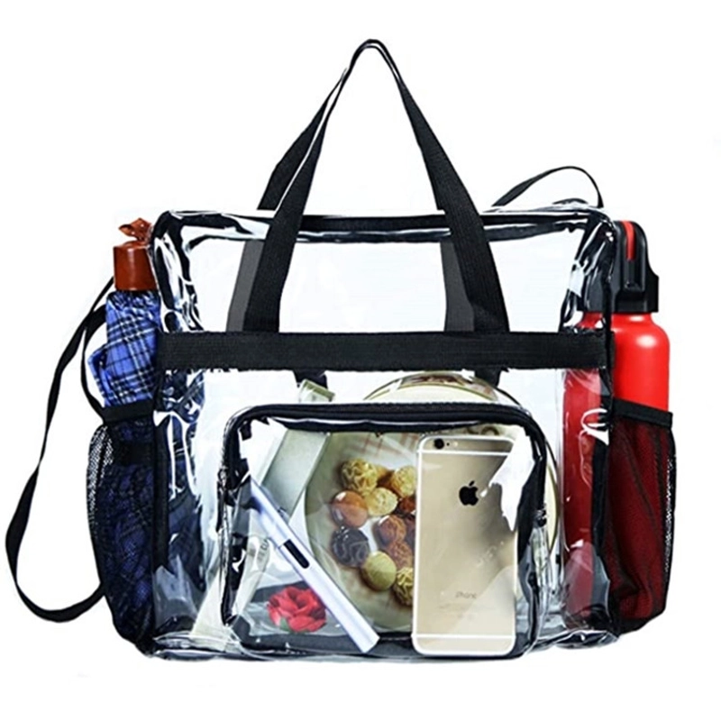 Stadium Approved Clear Tote Bag Waterproof PVC Transparent Crossbody Bag with Front Pocket for Travel Gym Work Sports Events Women Men