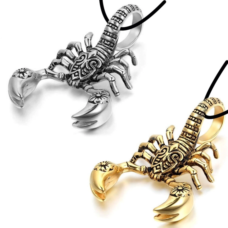 Vintage Metal Alloy Scorpion Pendant Necklace with Black Waxed Cord Men's Rock Punk Gothic Animal Jewelry Gift