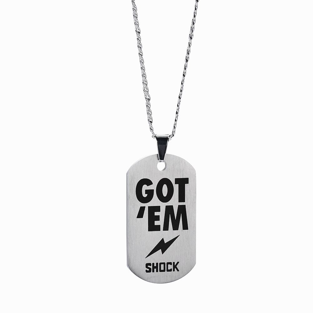 Hip Hop Dog Tag Necklace Stainless Steel Polished Engraved Letter Pendant Trendy Gothic Jewelry For Men Women