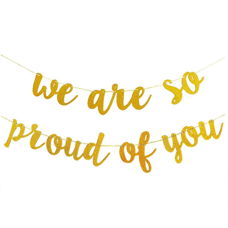 Gold Glitter Graduation Party Banner Set We Are Proud Of You Finally Done Congratulations Congrats Grad Lettering Pull Flag For Graduation Ceremony Party Backdrop Decoration Supplies