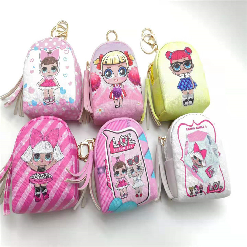 Cartoon Mini Backpack Coin Purse PU Leather Zippered Wallet With Tassel Keychain Portable Small Storage Bag For Kids Girls Coins Keys Data Cable