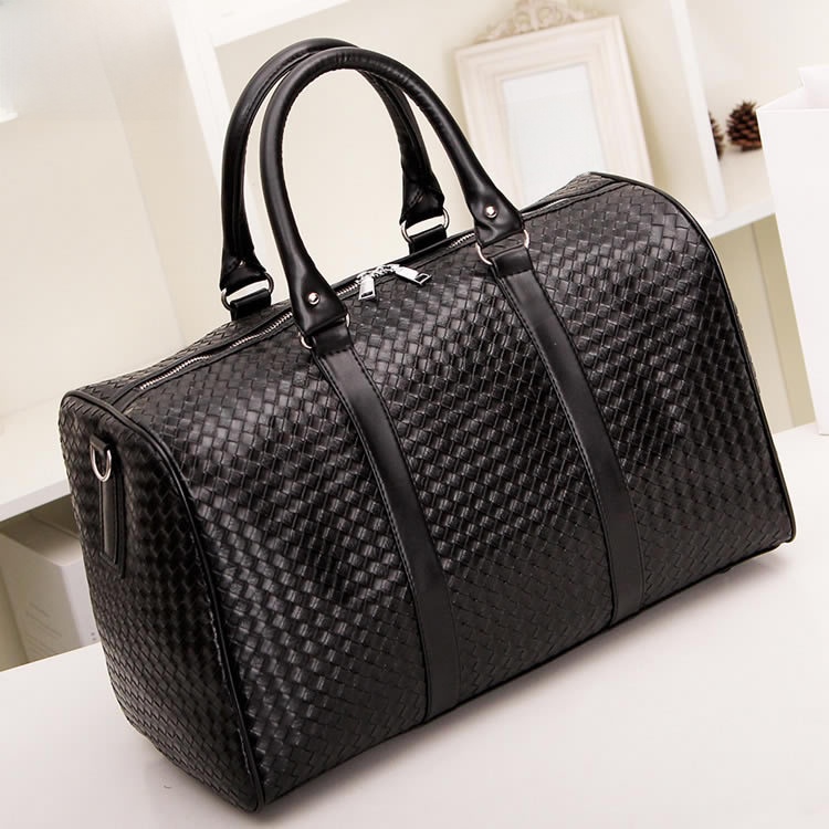 Braided PU Leather Large Capacity Travel Bag Waterproof Business Handbag Weekender Duffle Bag for Women Men Overnight Gym Bag