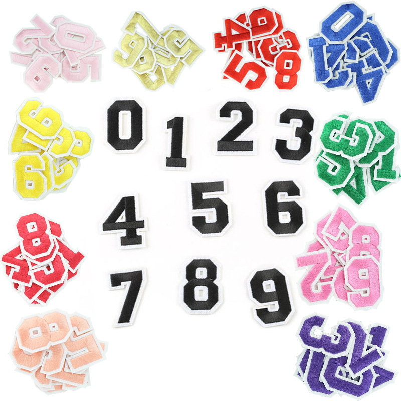 0-9 Number Embroidered Patches Polyester Iron on Applique Patches for Clothing Bags Hats Shoes DIY Crafts Decorative Number Badge Appliques Set