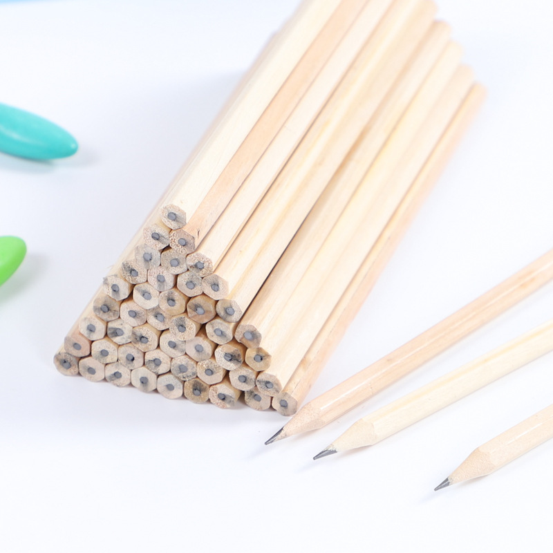 Natural Wood Graphite Pencils HB Hexagonal Log Pencils Eco-Friendly For School Office Students Sketching Writing Drawing Stationery Supplies