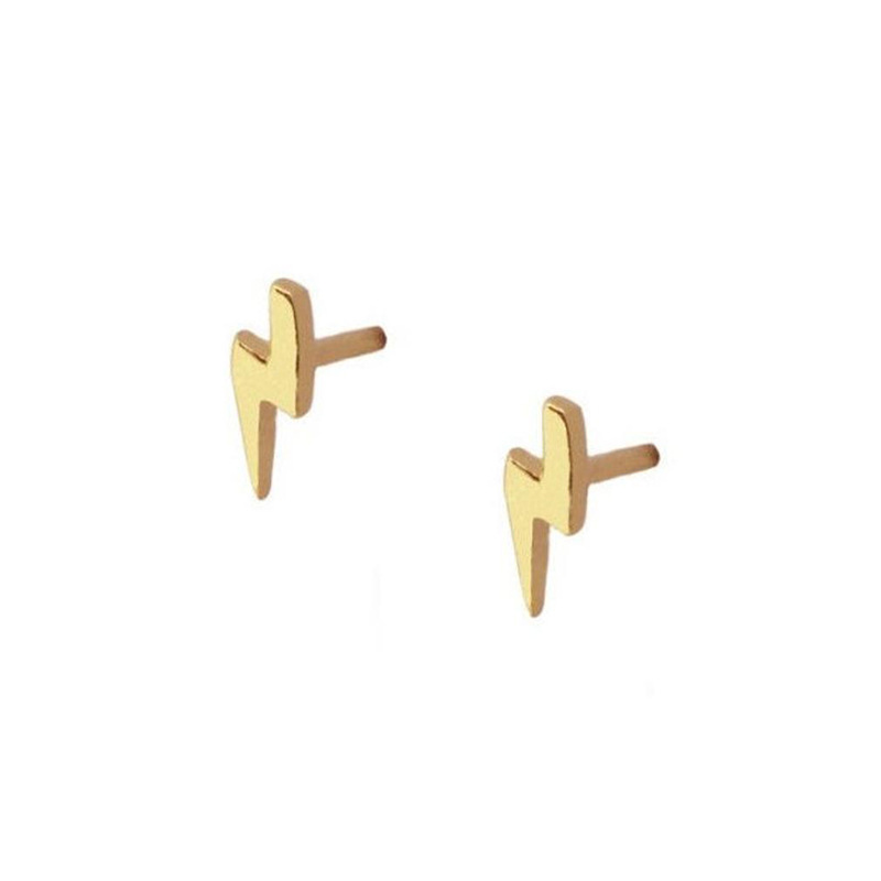 Lightning Bolt Stud Earrings With 925 Sterling Silver Earring Post Minimalist Geometric Copper Jewelry For Women