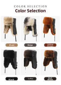 Winter thermal trapper hats for men available in khaki, beige, brown, and black colors