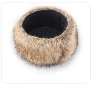 Detail view of winter quilted lining and thick faux fur on thermal earflap hat