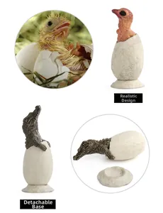 Detailed realistic animal hatching models of ostrich and crocodile with detachable bases