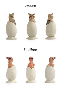 Macro views showing realistic owl and bird hatchlings emerging from eggshells