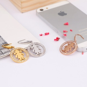 Minimalist girl earrings with rhinestones in gold, silver, and rose gold on a white surface