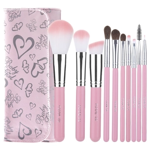 Professional Makeup Brushes With PU Storage Bag Wood Handle Synthetic Fiber Pony Hair Cosmetic Beauty Tools For Beginners Portable