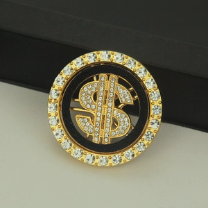 Rotating gold dollar sign charm with sparkling rhinestones for DIY phone case accessories