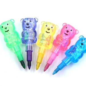 Cartoon Bear Shaped Stackable Pencils Detachable Creative Writing Stationery For Kids Students School Transparent Plastic