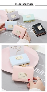Petit portefeuille tricolore pour femmes aux couleurs macaron avec pendentif perle élégant