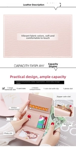 Détail macro du cuir rose grainé et des fentes pour cartes du petit portefeuille femme