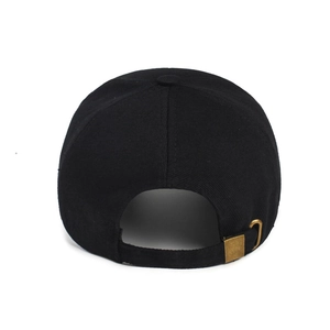 Gorra de béisbol negra de algodón para hombre con hebilla metálica ajustable trasera