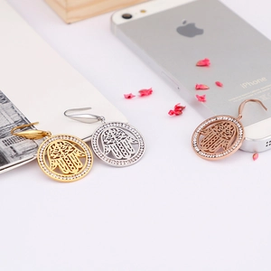 Titanium steel Hamsa earrings with crystal inlay in gold, silver and rose gold colors