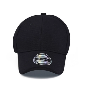 Classic black fitted baseball cap with spandex texture and round authenticity sticker