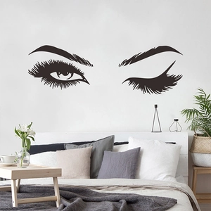 Minimalistische vinyl muursticker van stijlvolle wimpers en ogen voor decoratie