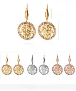 Detailed size and weight specs of Hamsa hand earrings with 18K gold vacuum plating