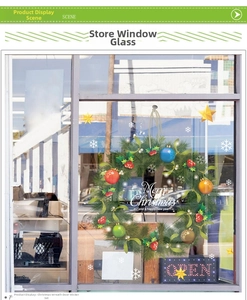 Detailed Christmas wreath window sticker with colorful ornaments and Merry Christmas text
