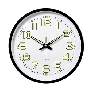 12-inch luminous quartz wall clock with large numbers and black frame for home decor