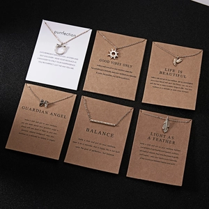 Minimalist Alloy Pendant Necklace With Meaningful Message Kraft Card Tiny Jewelry Gift For Women