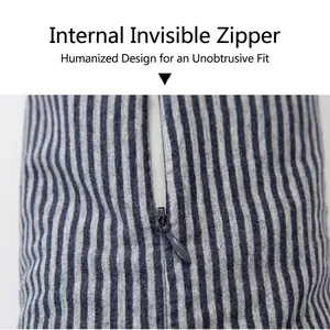 U-shaped neck pillow with blue stripes featuring a built-in invisible zipper design