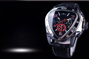 Detailed specs of Jaragar triangle mechanical watch with leather strap and steel case