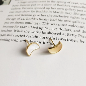 Moon Crescent Earrings With Shell Inlay And 925 Sterling Silver Earring Post Gold Plated Minimalist Korean Fashion Jewelry