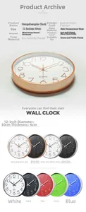 Detail of 12-inch silent wall clock showing various colors and macro dial texture