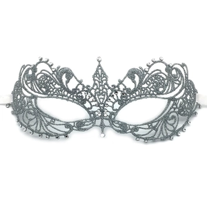 Lace Masquerade Mask With Rhinestones Hollow Out Vintage Half Face Eye Mask For Party Halloween Costume Accessory For Women