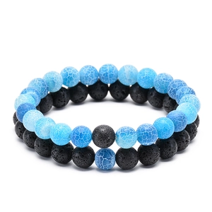 Bracelet En Perles De Pierre De Lave Naturelle Agate Vieillie Oeil De Tigre Bijoux Énergie Pour Femmes Hommes Boho Yoga