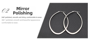 Macro detail of high-polish large oval hoop earrings with a secure clasp closure