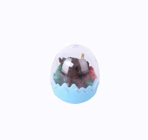 Creative dinosaur egg eraser kit with colorful mini dinosaur models inside for kids